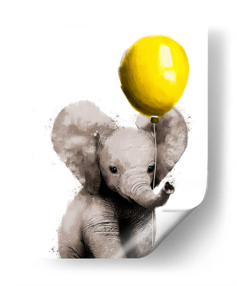 Baby Elephant Balloon - Hue Art | Cuadro decorativo de Canvas Lab
