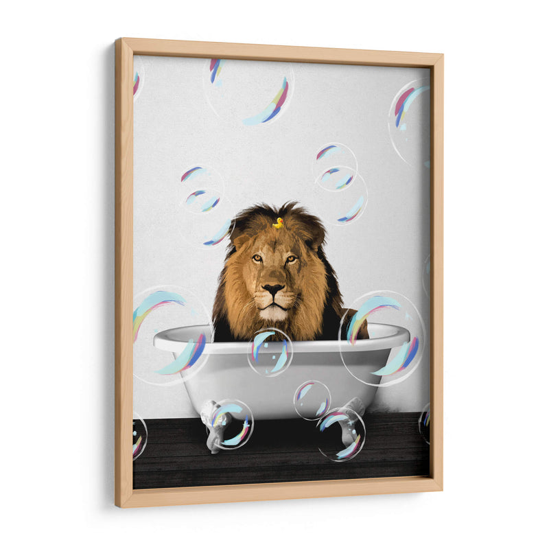 Lion Bath Color - Animals Daily | Cuadro decorativo de Canvas Lab