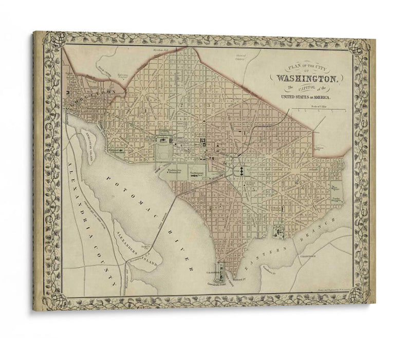 Plan De Washington, D.C. - Mitchell | Cuadro decorativo de Canvas Lab