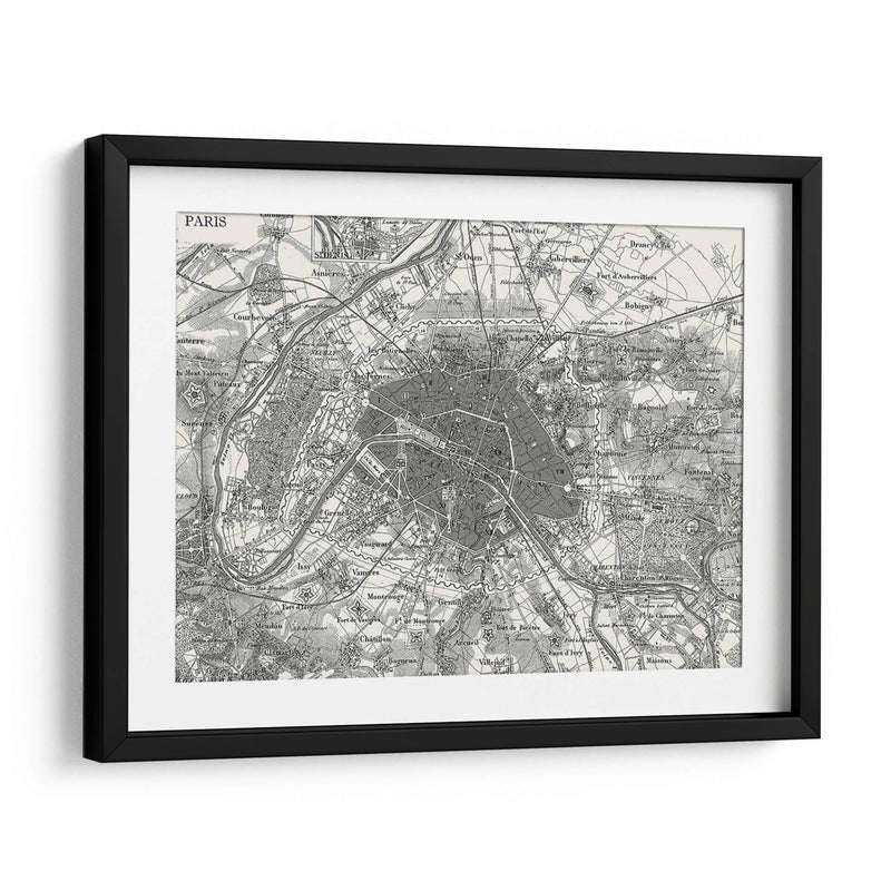 Mapa Personalizado B Y W De París - Vision Studio | Cuadro decorativo de Canvas Lab