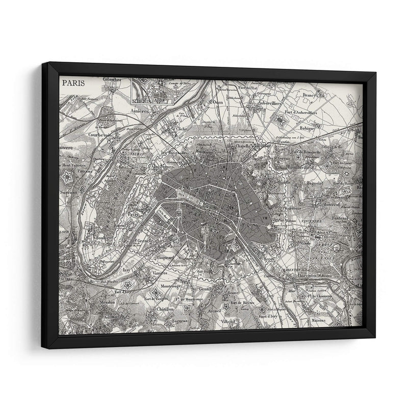 Mapa Personalizado B Y W De París - Vision Studio | Cuadro decorativo de Canvas Lab