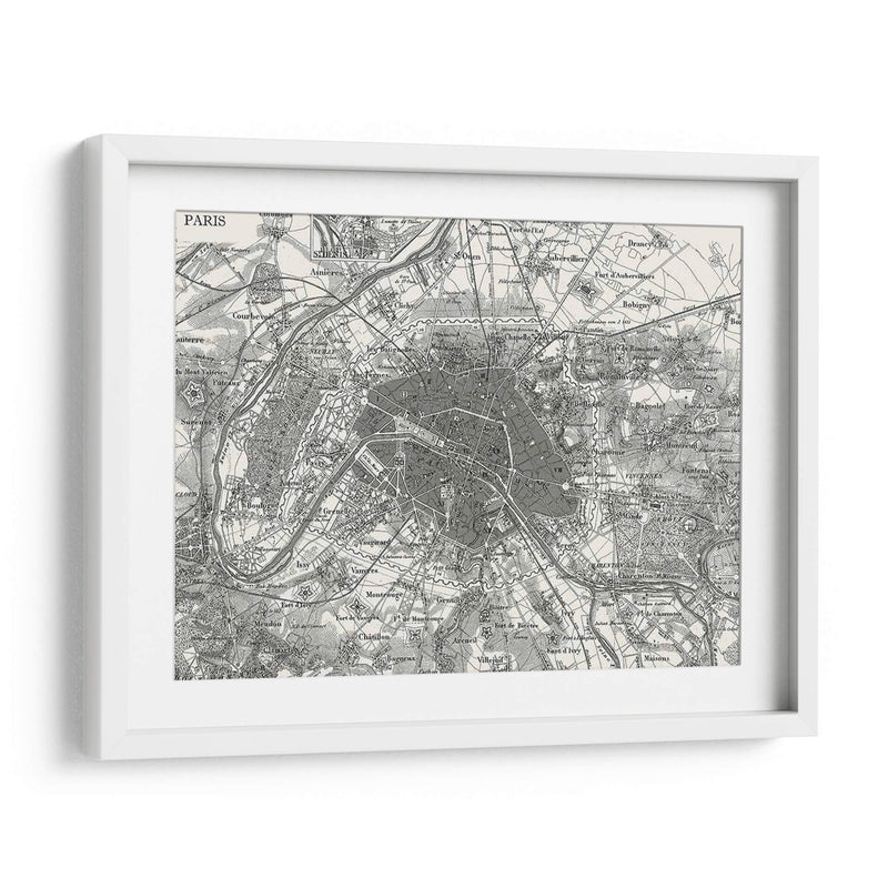 Mapa Personalizado B Y W De París - Vision Studio | Cuadro decorativo de Canvas Lab