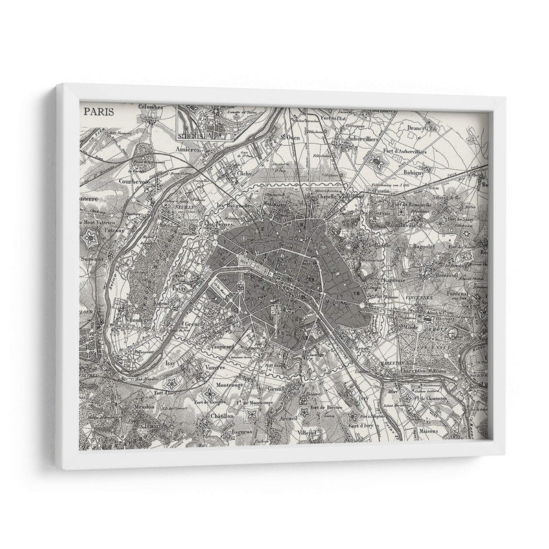 Mapa Personalizado B Y W De París - Vision Studio | Cuadro decorativo de Canvas Lab