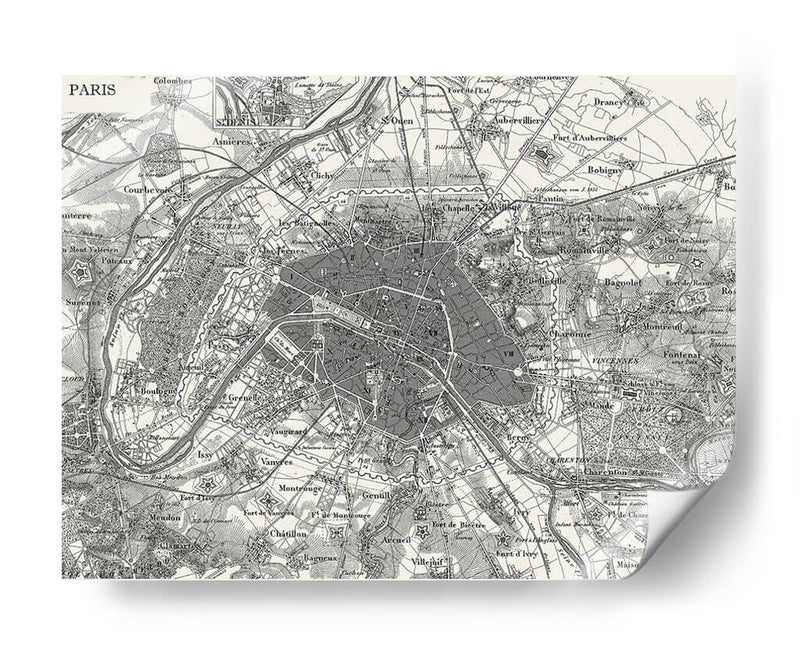 Mapa Personalizado B Y W De París - Vision Studio | Cuadro decorativo de Canvas Lab