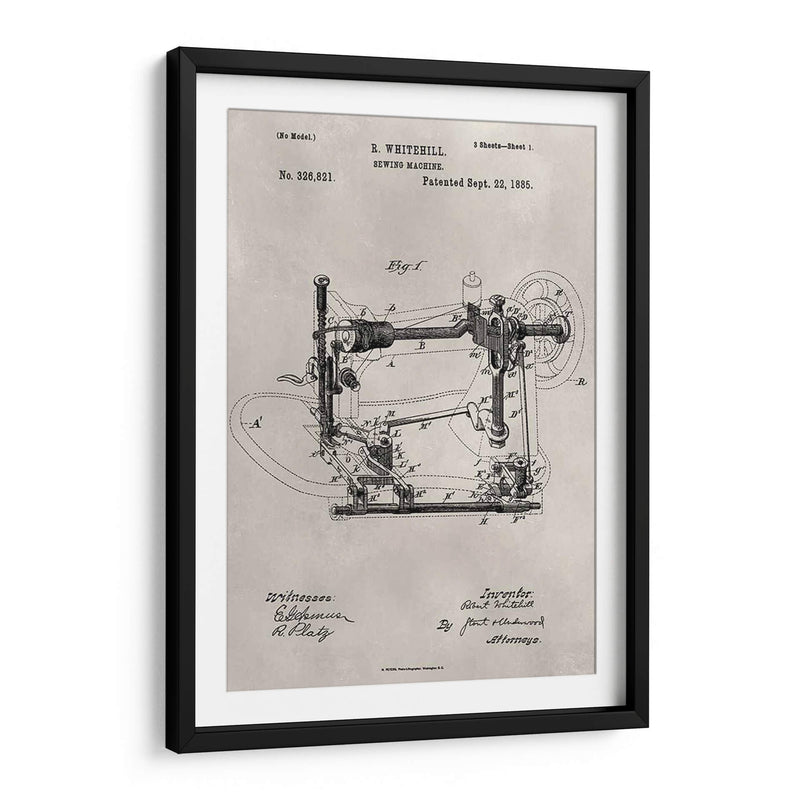 Patente - Máquina De Coser - Alicia Ludwig | Cuadro decorativo de Canvas Lab