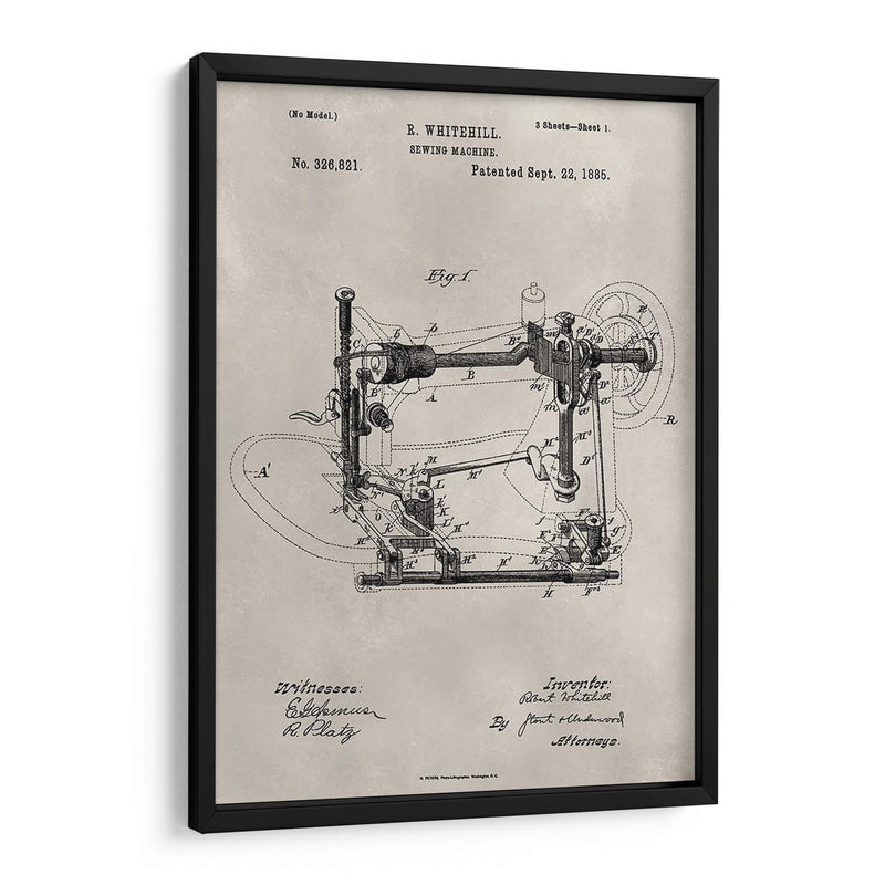 Patente - Máquina De Coser - Alicia Ludwig | Cuadro decorativo de Canvas Lab