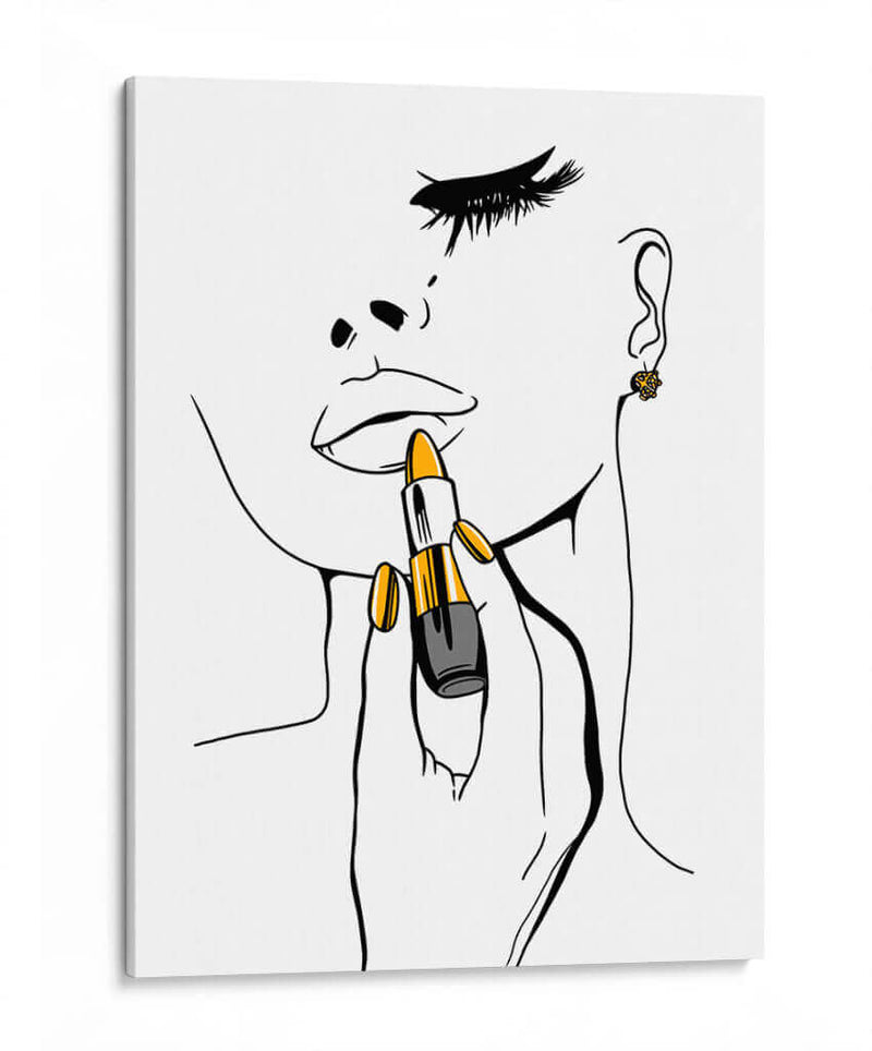 Golden Lipstick - Line Art | Cuadro decorativo de Canvas Lab