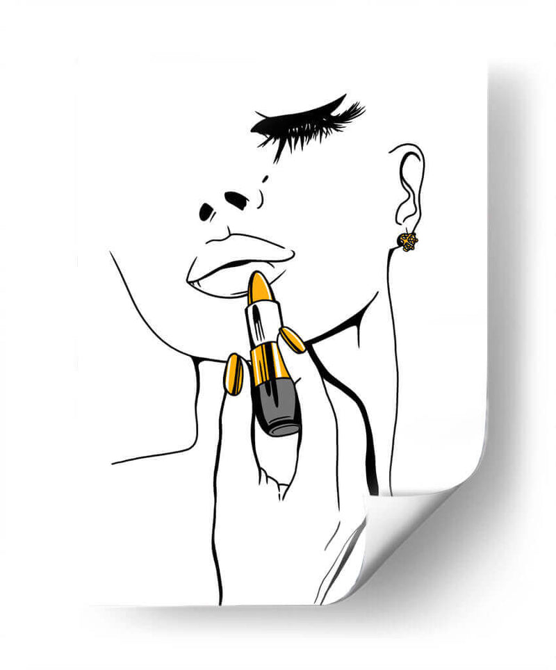 Golden Lipstick - Line Art | Cuadro decorativo de Canvas Lab