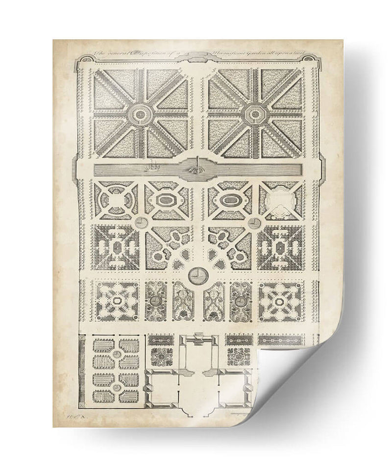 Diseño De Jardín Antiguo Iv - DeZallier d Argenville | Cuadro decorativo de Canvas Lab