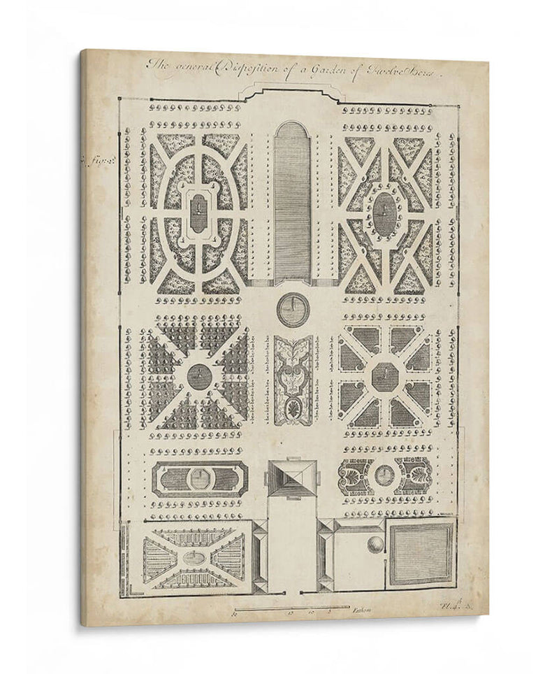 Diseño De Jardín Antiguo Vi - DeZallier d Argenville | Cuadro decorativo de Canvas Lab