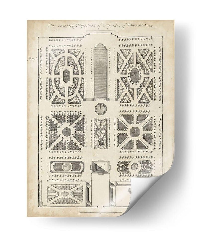 Diseño De Jardín Antiguo Vi - DeZallier d Argenville | Cuadro decorativo de Canvas Lab