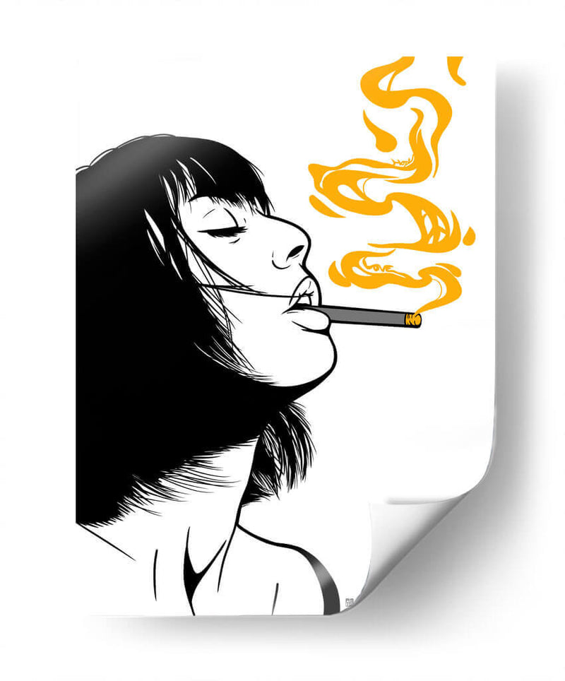 Golden Smoke Peace - Line Art | Cuadro decorativo de Canvas Lab