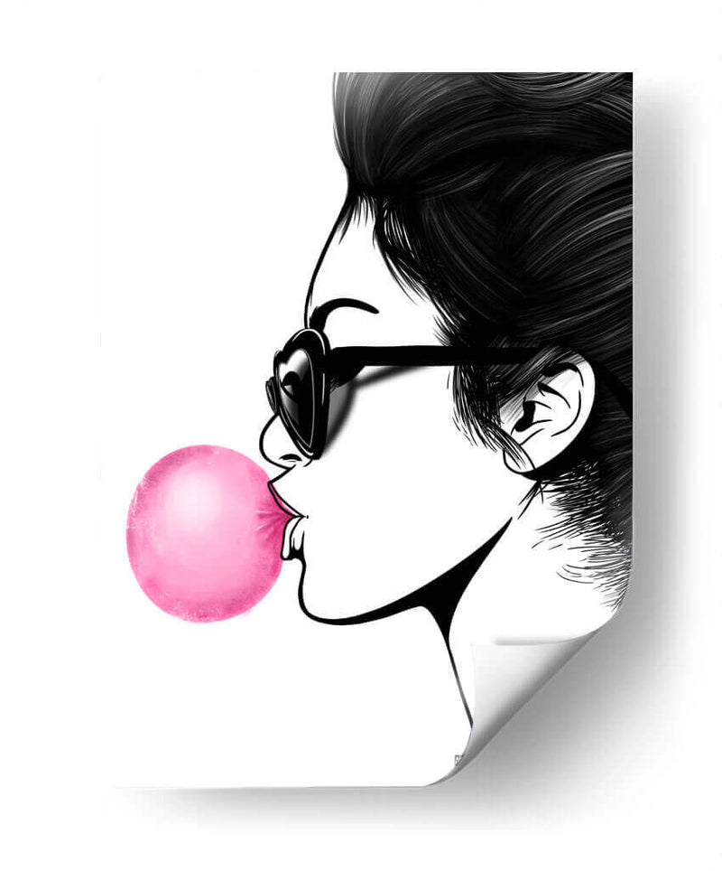 Girl Bubblegum Lines - Line Art | Cuadro decorativo de Canvas Lab