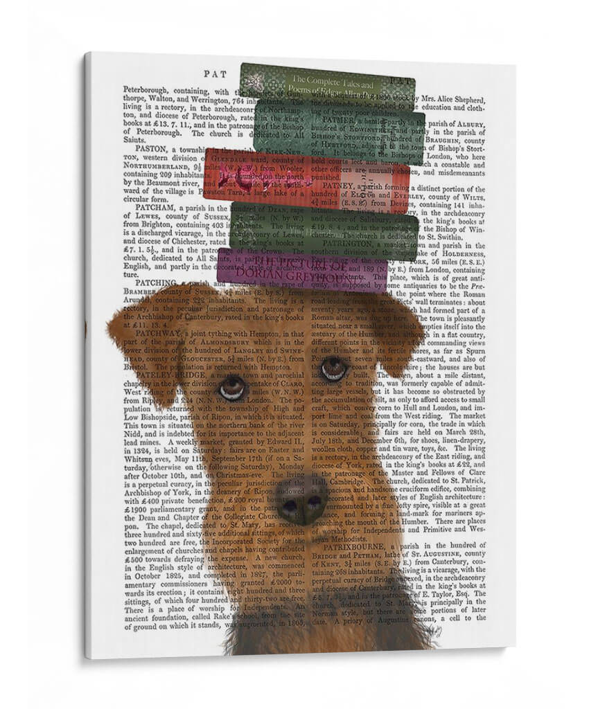 Airedale Y Libros - Fab Funky | Cuadro decorativo de Canvas Lab