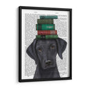Labrador Negro Y Libros - Fab Funky | Cuadro decorativo de Canvas Lab
