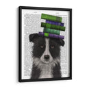 Border Collie, Blanco Y Negro, Y Libros. - Fab Funky | Cuadro decorativo de Canvas Lab
