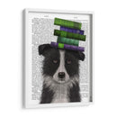 Border Collie, Blanco Y Negro, Y Libros. - Fab Funky | Cuadro decorativo de Canvas Lab