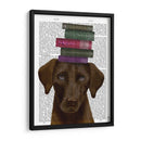 Brown Labrador Y Libros - Fab Funky | Cuadro decorativo de Canvas Lab