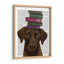 Brown Labrador Y Libros - Fab Funky | Cuadro decorativo de Canvas Lab