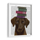 Brown Labrador Y Libros - Fab Funky | Cuadro decorativo de Canvas Lab