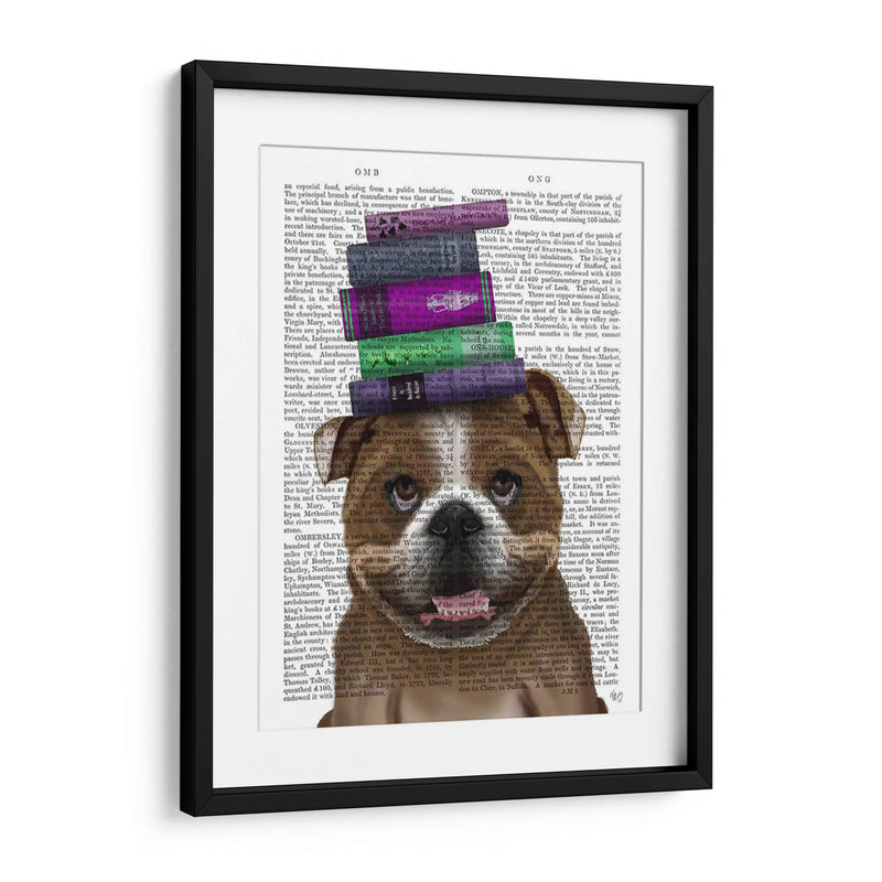 Bulldog Inglés Y Libros - Fab Funky | Cuadro decorativo de Canvas Lab