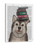 Husky Y Libros - Fab Funky | Cuadro decorativo de Canvas Lab