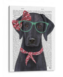 Labrador Negro Con Gafas Y Bufanda. - Fab Funky | Cuadro decorativo de Canvas Lab