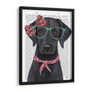 Labrador Negro Con Gafas Y Bufanda. - Fab Funky | Cuadro decorativo de Canvas Lab
