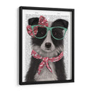 Border Collie, Blanco Y Negro, Con Gafas Y Bufanda. - Fab Funky | Cuadro decorativo de Canvas Lab