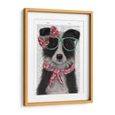 Border Collie, Blanco Y Negro, Con Gafas Y Bufanda. - Fab Funky | Cuadro decorativo de Canvas Lab