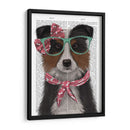 Border Collie, Tricolor, Con Gafas Y Bufanda. - Fab Funky | Cuadro decorativo de Canvas Lab