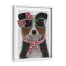 Border Collie, Tricolor, Con Gafas Y Bufanda. - Fab Funky | Cuadro decorativo de Canvas Lab