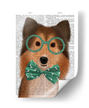 Sheepdog Shetland Con Gafas Y Pajarita - Fab Funky | Cuadro decorativo de Canvas Lab