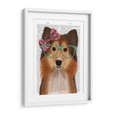 Sheepdog Shetland Con Arco Rosa - Fab Funky | Cuadro decorativo de Canvas Lab