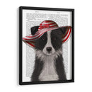 Border Collie En Sombrero De Disquete Rojo Y Blanco - Fab Funky | Cuadro decorativo de Canvas Lab
