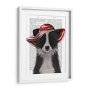 Border Collie En Sombrero De Disquete Rojo Y Blanco - Fab Funky | Cuadro decorativo de Canvas Lab