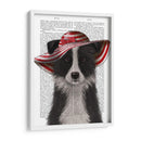 Border Collie En Sombrero De Disquete Rojo Y Blanco - Fab Funky | Cuadro decorativo de Canvas Lab