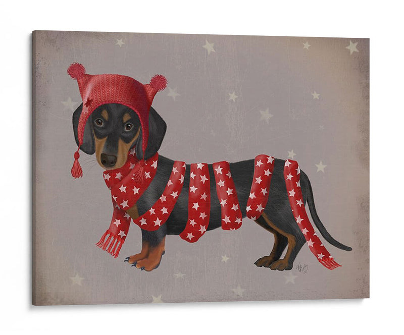 Dachshund Y Larga Bufanda - Fab Funky | Cuadro decorativo de Canvas Lab