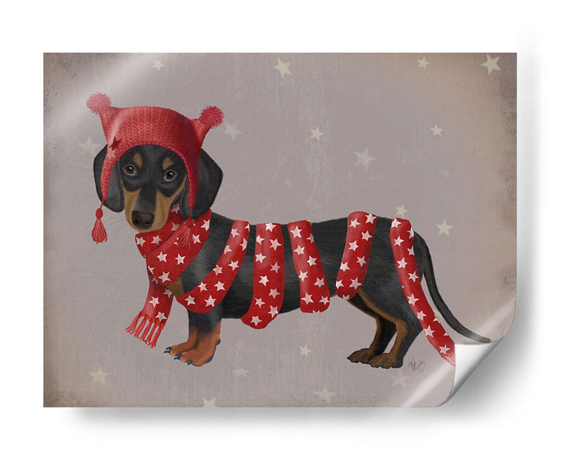 Dachshund Y Larga Bufanda - Fab Funky | Cuadro decorativo de Canvas Lab