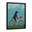 Labrador Negro En Bicicleta - Cielo - Fab Funky | Cuadro decorativo de Canvas Lab