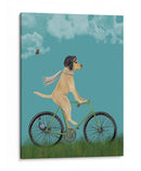 Labrador Amarillo En Casco Volador En La Bicicleta, Cielo - Fab Funky | Cuadro decorativo de Canvas Lab