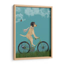 Labrador Amarillo En Casco Volador En La Bicicleta, Cielo - Fab Funky | Cuadro decorativo de Canvas Lab