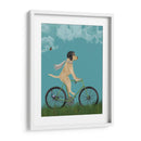 Labrador Amarillo En Casco Volador En La Bicicleta, Cielo - Fab Funky | Cuadro decorativo de Canvas Lab