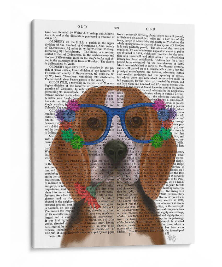 Beagle Y Gafas De Flores. - Fab Funky | Cuadro decorativo de Canvas Lab