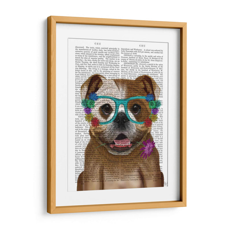 Bulldog Inglés Y Gafas De Flores. - Fab Funky | Cuadro decorativo de Canvas Lab