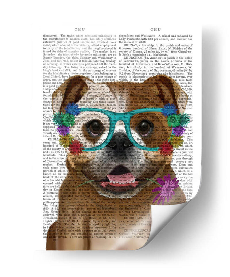 Bulldog Inglés Y Gafas De Flores. - Fab Funky | Cuadro decorativo de Canvas Lab