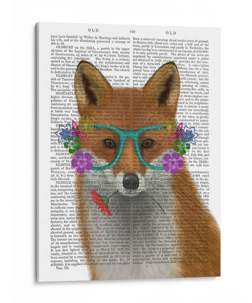 Zorro Y Gafas De Flores - Fab Funky | Cuadro decorativo de Canvas Lab