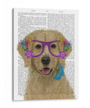 Golden Retriever Y Gafas De Flores. - Fab Funky | Cuadro decorativo de Canvas Lab