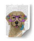 Golden Retriever Y Gafas De Flores. - Fab Funky | Cuadro decorativo de Canvas Lab