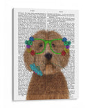 Labradoodle Gafas De Oro Y Flores - Fab Funky | Cuadro decorativo de Canvas Lab